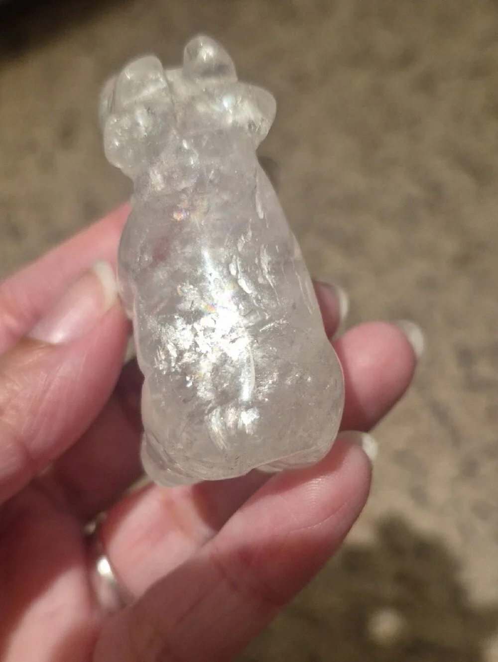 Handcarved Clear Quartz Crystal Cow